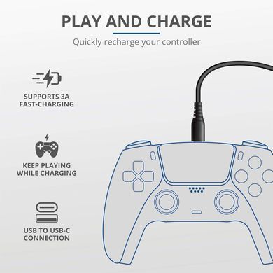 Trust Кабель USB-C > Lightning заряджання/синхронізації GXT 226 FOR PS5 3м, Type-C, черный 24168_TRUST фото