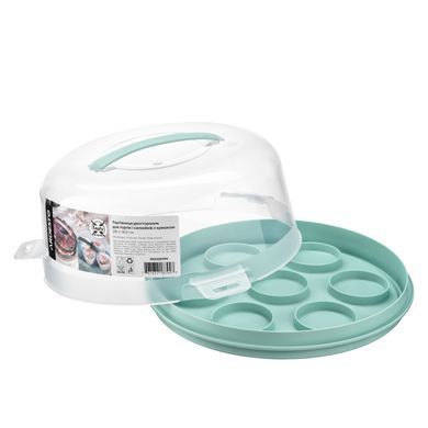ARDESTO Тортівниця двостороння для тортів і капкейків з кришкою ARDESTO Tasty baking, 28х14.5см, пластик, блакитний AR2328TPM фото
