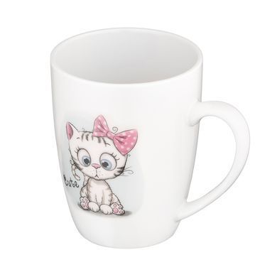 ARDESTO Чашка с ложкой Cute, 320мл, фарфор, нержавеющая сталь, белый AR3040BS фото