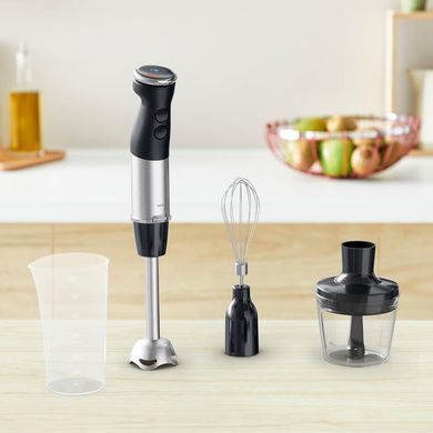 Tefal Блендер погружной Quickchef+ 1000Вт, 3в1, чаша-800мл, чопер-500мл, турборежим, серебристо-черный