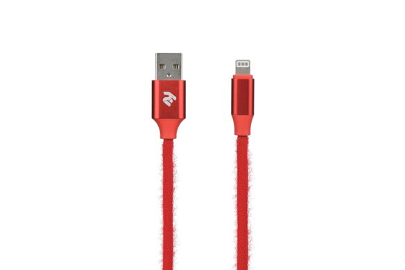 Кабель 2E Fur USB 2.4 - Lightning Cable, 1m, red - купити в інтернет-магазині Coolbaba Toys