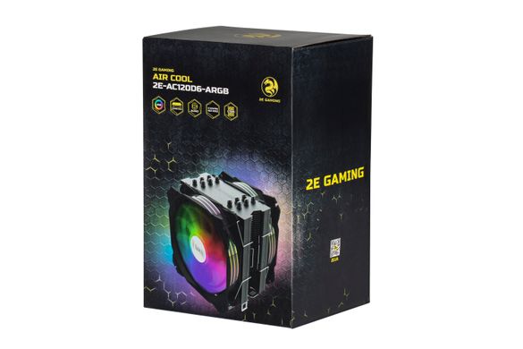 Процессорный кулер 2E Gaming Air Cool AC120D6-ARGB, LGA1700, 1366, 1200, 115X, 775, AM4, AM3, AM3+, AM2, AM2+, FM2, FM1, 4pin PWM,+ 5V 3pin RGB, TDP 200W 2E-AC120D6-ARGB фото