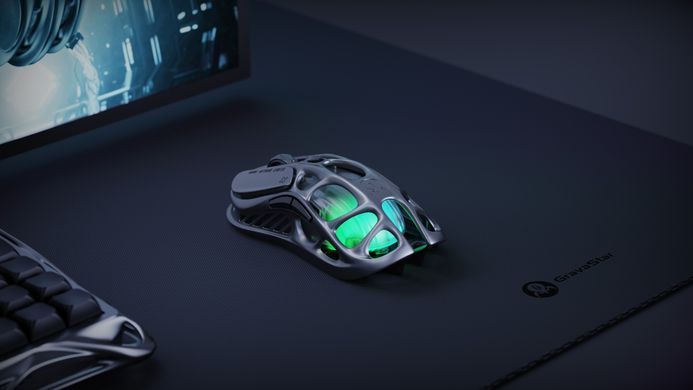 GravaStar Мышь Mercury M1 Pro, magnesium alloy body, BT/WL/USB-A, RGB, Gunmetal Gray GRAVASTARM1PRO_GRY фото