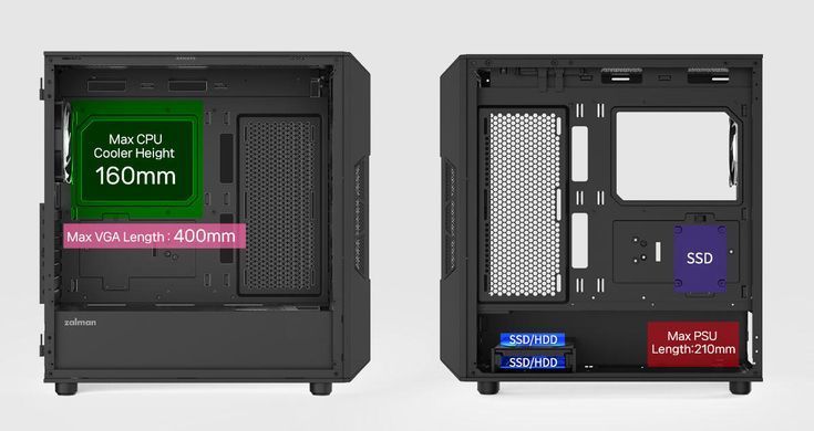 Zalman Корпус I3 Neo ARGB V2 без БП, 2xUSB3.0, 1x Type C, 4x120мм ARGB, VGA 355мм, LCS ready, TG Side Panel, ATX, чёрный I3NEOARGBV2BLACK фото