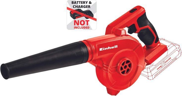 Einhell Повітродув акумуляторний TE-CB 18/180 Li - Solo, 18В, 130/180 км/г, 3 насадки, 0.9кг, без АКБ і ЗП 3408001 фото