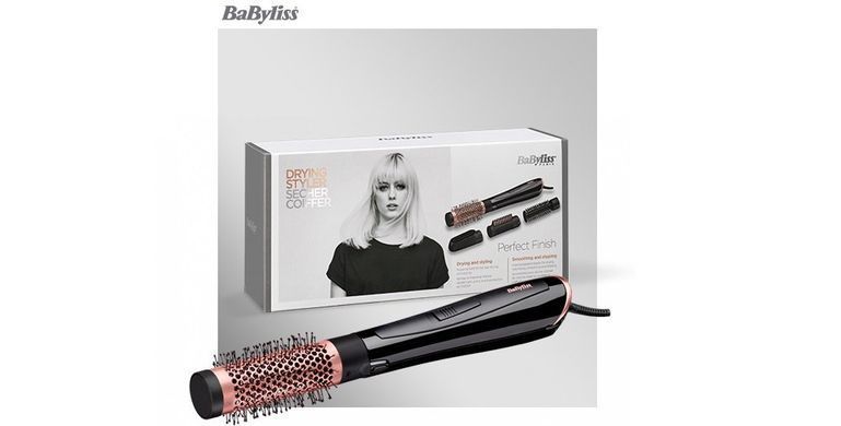 BaByliss Фен-щітка, 1000Вт, 2 режими, іоніз-я, хол. обдув, кераміка, чорний AS126E фото