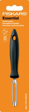 Овочечистка вертикальна з рухомим лезом Fiskars Essential, 6 см, нерж. сталь, пластик 1023787 фото