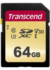 Карта памяти Transcend SD 64GB C10 UHS-I R95/W45MB/s TS64GSDC500S фото