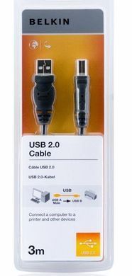 Belkin Кабель заряджання/синхронізації USB-A > USB-B, 3м, чорний F3U154bt3M фото
