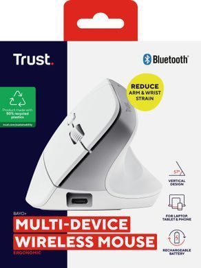 Trust Миша Trust Bayo+ Multidevice Ergonomic, BT/WL/USB-A, біла 25399_TRUST фото
