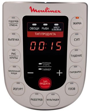 Мультиварка-скороварка Moulinex, 1000Вт, чаша-5л, кнопочное управл., пластик/металл, белый CE501134 фото