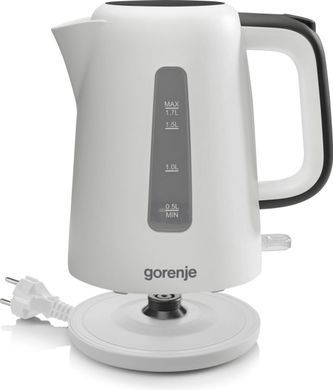 Gorenje Электрочайник 1.7л, Strix контроль, пластик, белый K17XG фото