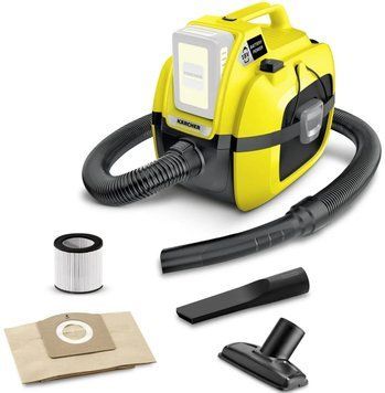 Karcher Пылесос хозяйственный WD 1 Compact Battery, 18В, 7л, 1.2м, 3.14 кг, SOLO 1.198-300.0 фото
