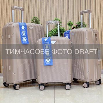Набор чемоданов 2E, M7978, полипропилен, (L+M+S), молния anti theft, 4 колеса, кодовий замок, хаки 2E-PP-M7978-SET3-KH фото