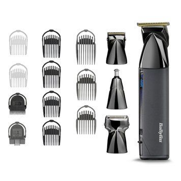 BaByliss Набор для стрижки Super-X Metal Black Edition для головы, усов, бороды,носа и тела, акум., насадок-15, сумка для хранения, подставка, сталь, черный MT991E фото