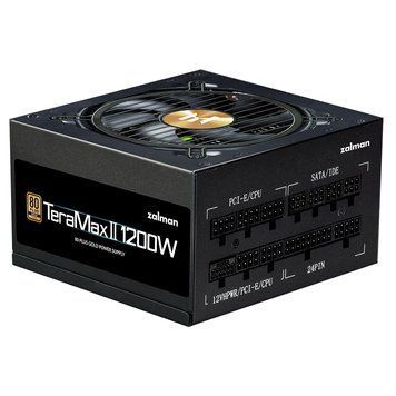 Zalman Блок живлення Teramax 2 (1200W) >90% 80+ Gold 120мм 1xMB 28pin (18+10) 2xCPU 8pin(4+4) 3xMolex 12xSATA 4xPCIe 8pin(6+2) 1x12VHPWR Fully Modular ZM1200-TMX2 фото