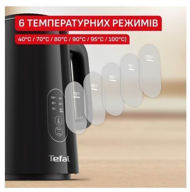 Tefal Электрочайник Thermo Protect Control 1,5 л, Strix, с двойными стенками, 6 температурных режимов, черный KO6518E0 фото