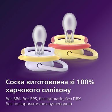 AVENT Пустушка Avent Ultra Air, 0-6 міс., 2 шт, дизайн для дівчат. SCF087/04 фото