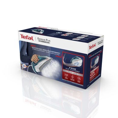 Утюг Tefal Easygliss Plus, 2500Вт, 270мл, паровой удар -195гр, постоянный пар - 45гр, керам. подошва, бело-голубой FV5718E0 фото