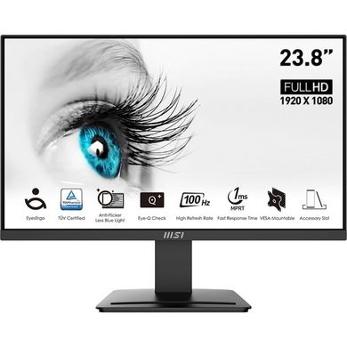 MSI Монитор 23.8" PRO MP2412 HDMI, DP, MM, VA, 100Hz, 4ms, sRGB 113% 9S6-3BA9CH-042 фото