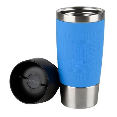 Термочашка Tefal Travel Mug, 360мл, діам60, t хол. 8г, гар.4г, нерж.сталь+пластик, блакитний K3086114 фото