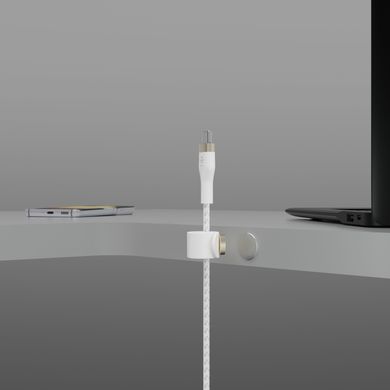 Кабель Belkin USB-С - USB-C витой, силиконовый, с ремешком на магните 1м White CAB011BT1MWH фото