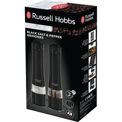 Russell Hobbs Млини для солі та перцю, ААх4, керамічні жорна, чорний 28010-56 фото