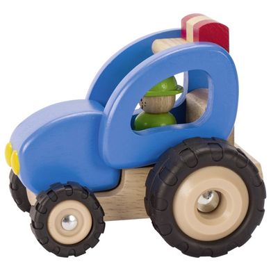 Машинка дерев'яна goki Трактор синій 55928G фото