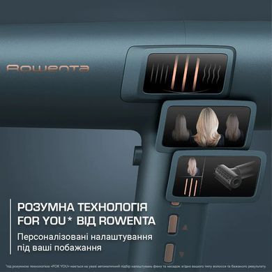 Rowenta Фен Rowenta Maestria For you, 1800Вт, 3 режими, дифузор, іоніз-я, хол. обдув, дисплей, синій HY9430E0 фото