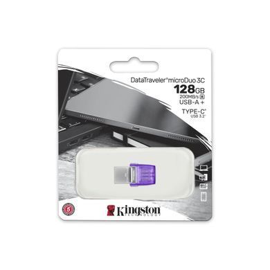 Kingston Накопитель 128GB USB 3.2 Gen1 + Type-C DT microDuo 3C R200MB/s DTDUO3CG3/128GB фото