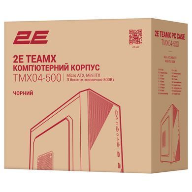 2E Корпус 2E TeamX TMX04 з БЖ 2E ATX500W, 2xUSB3.0, 1x80мм, VGA 220мм, mATX, чорний 2E-TMX04-500 фото