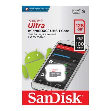 SanDisk Карта памяти microSD 128GB C10 UHS-I R100MB/s Ultra SDSQUNR-128G-GN6MN фото