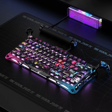 GravaStar Клавиатура механическая Mercury V75 Pro 80keys, Magnetic Jade Gaming, 8K, USB-A, RGB, Neon Graffiti GSV75PRO_U_CG_BLK фото