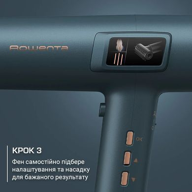 Rowenta Фен Rowenta Maestria For you, 1800Вт, 3 режими, дифузор, іоніз-я, хол. обдув, дисплей, синій HY9430E0 фото