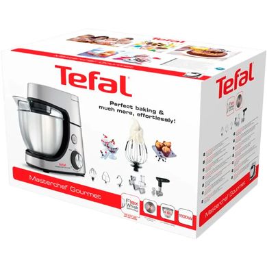 Tefal Кухонная машина Masterchef Gourmet 1100Вт, чаша-нержавеющая сталь, корпус-металл, насадок-6, серый QB512D38 фото