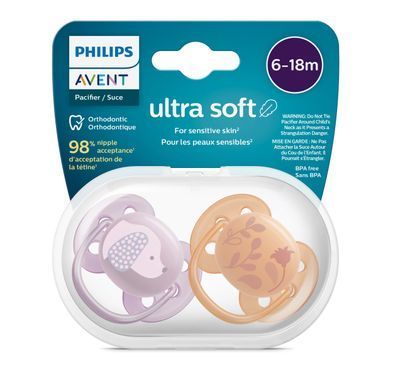 AVENT Philips Avent pacifier SCF091/15 Ultra Soft, 6-18 months, design for girls, 2pcs. SCF091/18 фото