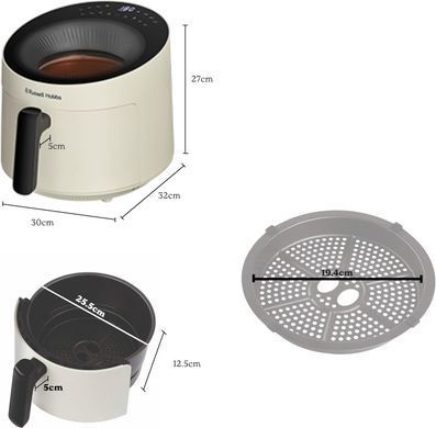 Russell Hobbs Мультипіч Satisfry Panoramic- 1500Вт, чаша-5л, сенсорне управл., 10 авто. програм, пластик/скло, білий 27421-56 фото