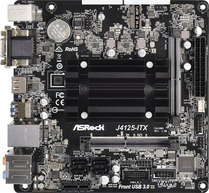 Материнська плата ASRock J4125-ITX J4125-ITX CPU Quad-Core (2.7Hz) 2xDDR4 SO-DIMM HDMI DVI D-Sub mITX J4125-ITX фото