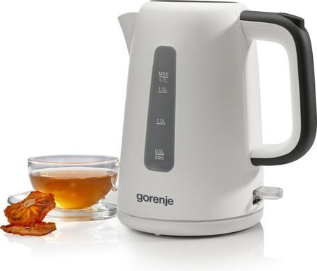 Gorenje Электрочайник 1.7л, Strix контроль, пластик, белый K17XG фото