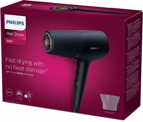 Philips Фен 5000 Series, 2100Вт, 3 режими, іонізація, хол. обдув, темно-сірий BHD504/00 фото