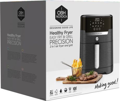 Tefal Мультипіч OBH Nordica EasyFry&Grill Precision, 1550Вт, чаша-4.2л, сенс. керув., від 40&deg;C до 200&deg;C, пластик, чорний AG5058S0 фото