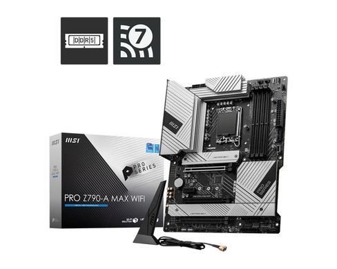 MSI Материнcкая плата PRO Z790-A MAX WIFI s1700 Z790 4xDDR5 HDMI DP Wi-Fi BT ATX 911-7E07-025 фото