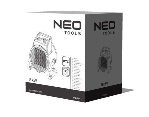 Теплова гармата електрична Neo Tools, 5кВт, 80м кв., 588м куб./г, 380В, нагр.елемент - керам. (PTC) 90-064 фото