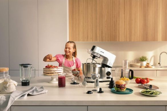 Gorenje kitchen machine 1000W, cup-iron, case-iron, nozzles-7, silver+black MMC1000CA фото