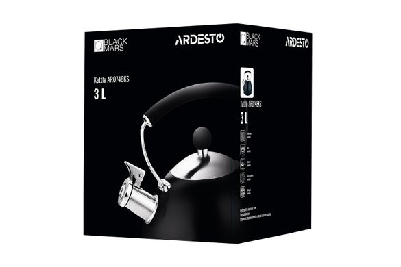 Чайник Ardesto Black Mars, 3 л, черный, нержавеющая сталь AR0748KS фото
