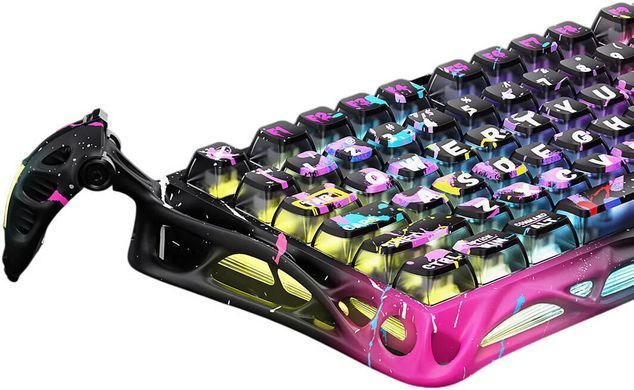 GravaStar Клавиатура механическая Mercury V75 Pro 80keys, Magnetic Jade Gaming, 8K, USB-A, RGB, Neon Graffiti GSV75PRO_U_CG_BLK фото