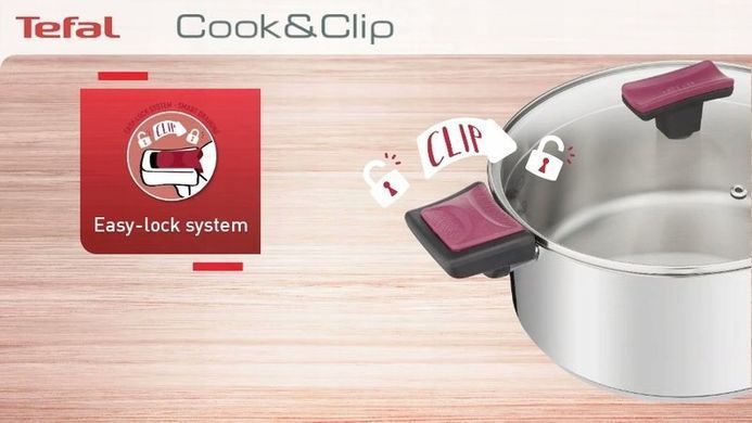 Набір посуду Tefal Cook&Clip, 10 предметів, нерж.сталь G723SA74 фото