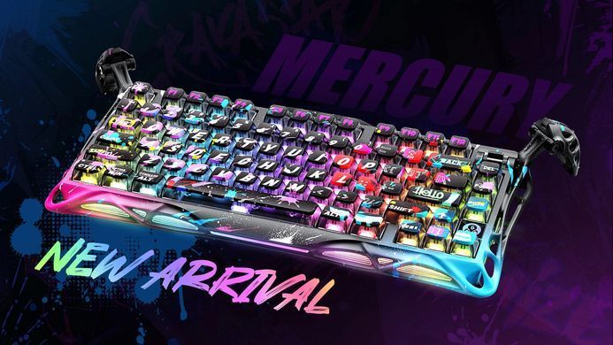 GravaStar Клавиатура механическая Mercury V75 Pro 80keys, Magnetic Jade Gaming, 8K, USB-A, RGB, Neon Graffiti GSV75PRO_U_CG_BLK фото