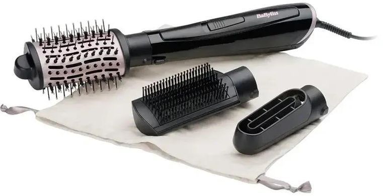 BaByliss Фен-щітка Style Smooth, 1000Вт, 2 режими, іоніз-я, хол. обдув, кераміка, чорний AS128E фото