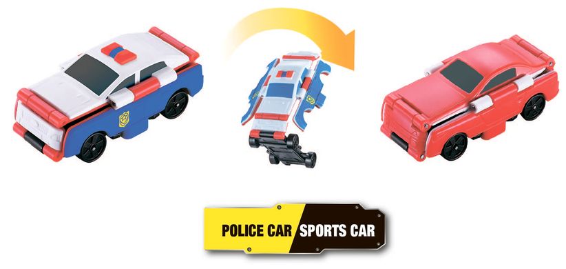 Машинка-трансформер Flip Cars 2 в 1 Спецтранспорт, Полицейский автомобиль и Спорткар EU463875-04 фото